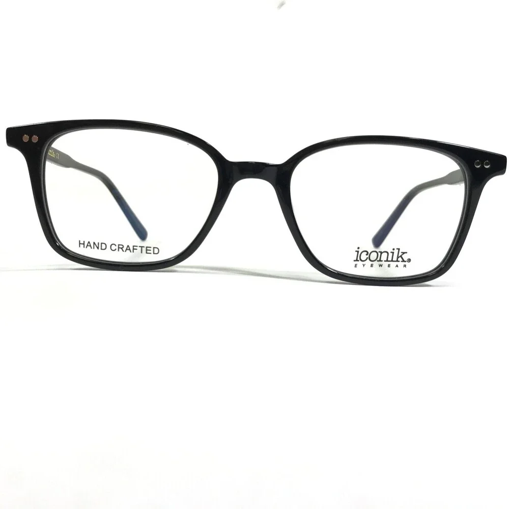 Iconik Eyeglasses Frames SIRREL C1 Black Square Full Rim Horn Rim 52-19-145